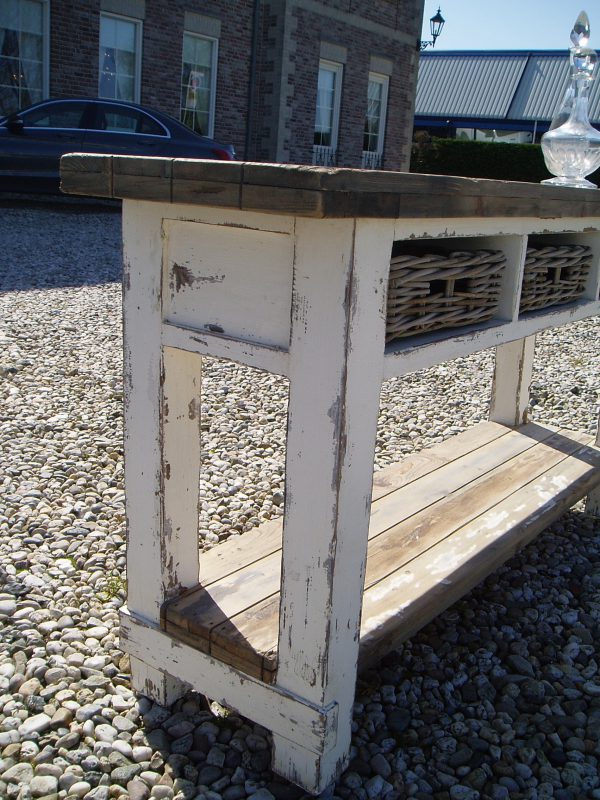 Sidetable Bram Witte Grijze Vintage-Look 150cm
