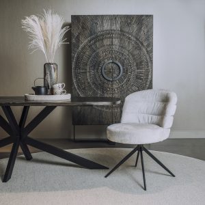 Eetkamerstoel Carro Stof Almond White Draaibaar