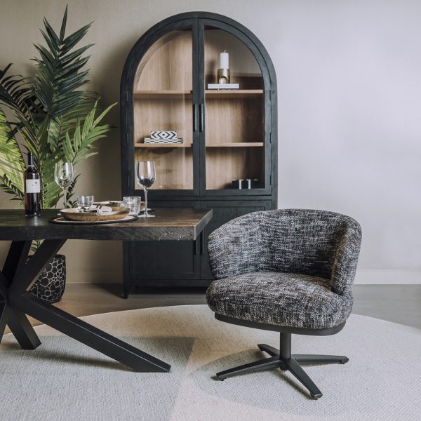 Armstoel Lounge Perca Ted Stof Bleu Grey Draaibaar