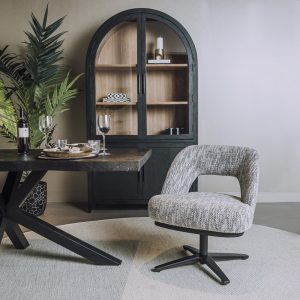 Eetkamerstoel-Lounge Caldes Ted Stof Off Grey Draaibaar