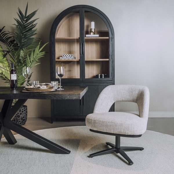 Eetkamerstoel-Lounge Caldes Ted Stof Off White Draaibaar