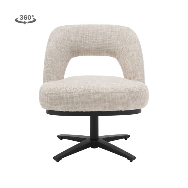 Eetkamerstoel-Lounge Caldes Ted Stof Off Grey Draaibaar - Afbeelding 2
