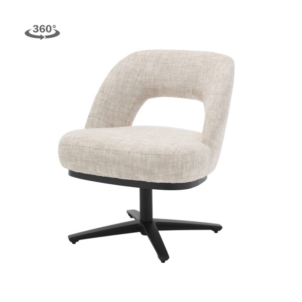 Eetkamerstoel-Lounge Caldes Ted Stof Off Grey Draaibaar - Afbeelding 3