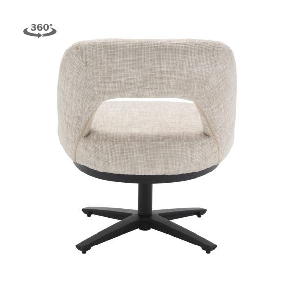 Eetkamerstoel-Lounge Caldes Ted Stof Off Grey Draaibaar - Afbeelding 5