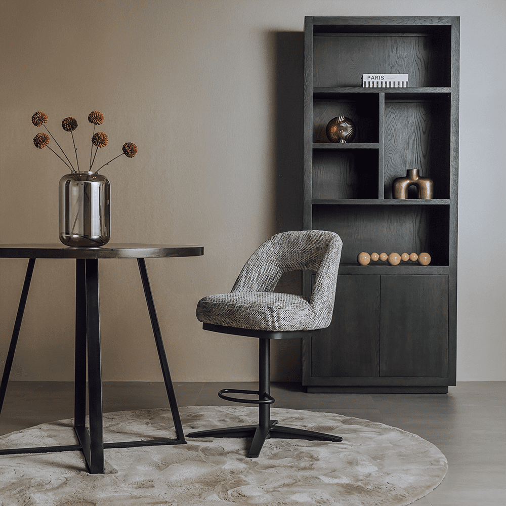 Barstoel Caldes Ted Stof White Grey Draaibaar