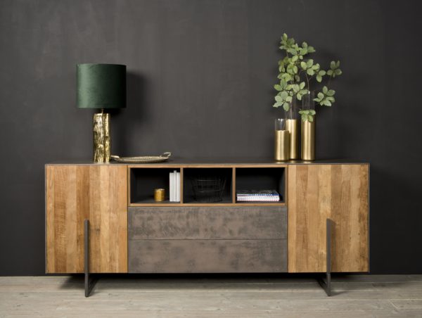 Dressoir Dover Modern Metaal Teakhout 222cm