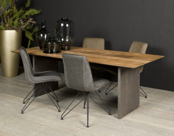 Eetkamertafel Dover Modern Metaal Teakhout 200cm