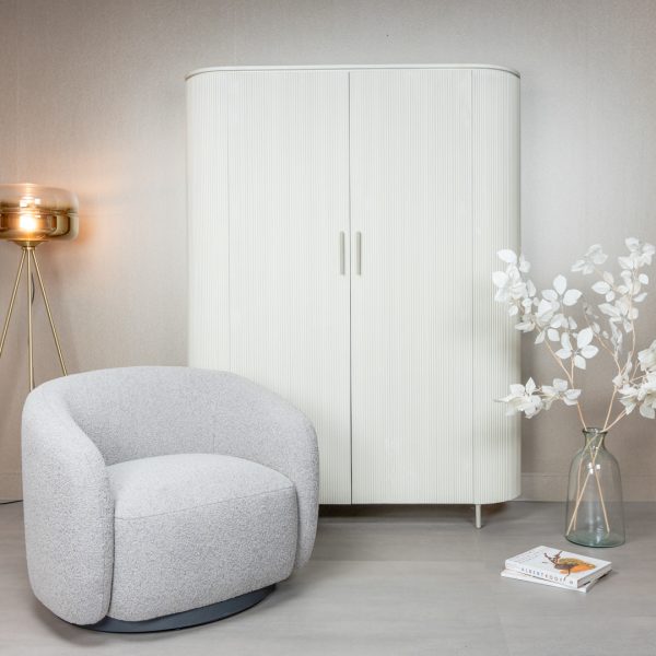 Draaifauteuil Claire Stof Licht Ivoor
