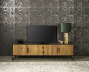 Tv Meubel Justin Recycled Teakhout Met Stalen Frame 200cm