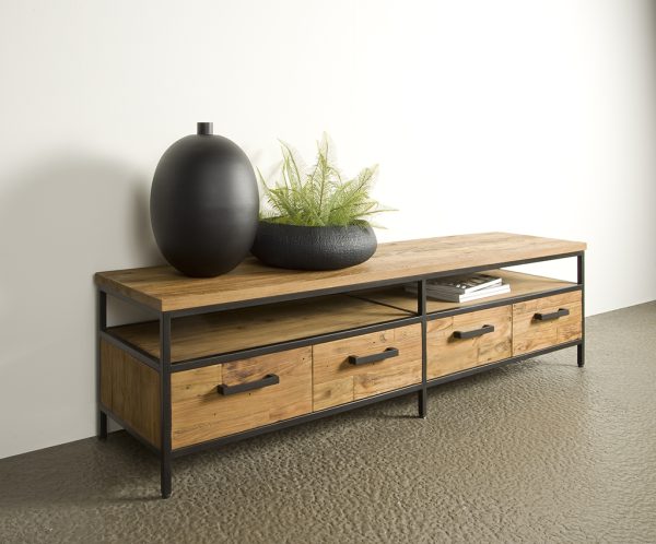 Tv meubel Lagonda Recyceld Teakhout Met Staal 180cm