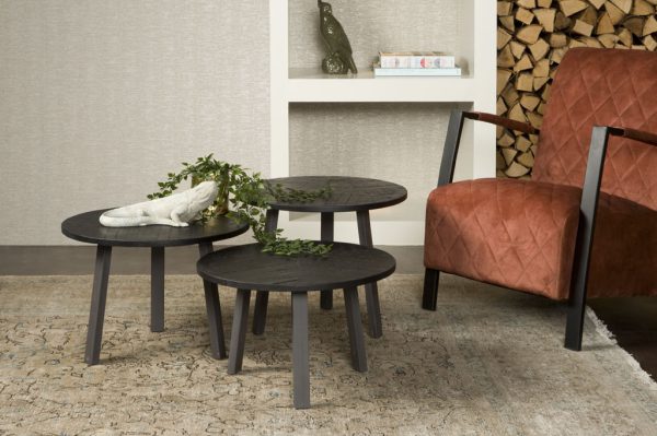 Salontafels Rond Lazio Black 55cm set van 3 Towerliving