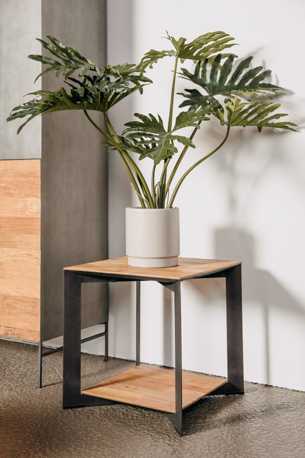 Bijzettafel Aberdeen Metaal Gerecycled Teakhout 50cm