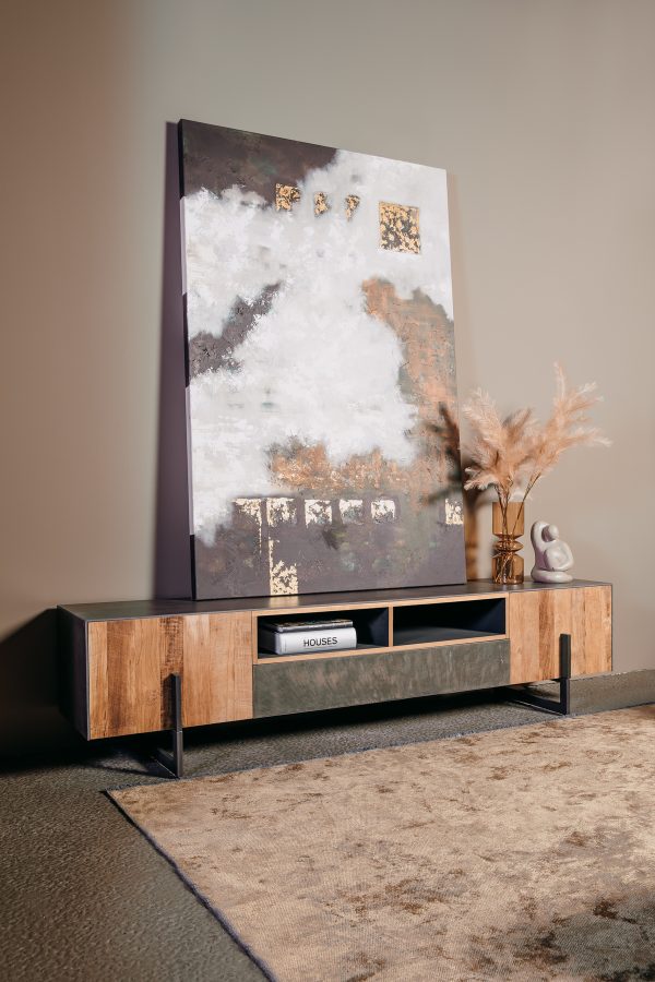 Tv meubel Dover Modern Metaal Teakhout 222cm