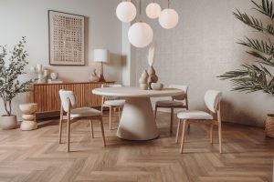 Complete Eethoek Mello Rond Beige 130cm Stoel Pimonte