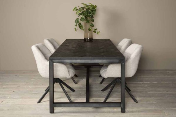 Eettafel Ziano Zwart Visgraat 160cm Towerliving