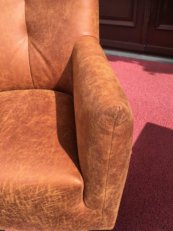 Fauteuil Rots draai Hufterproof Leder Cognac - Afbeelding 8