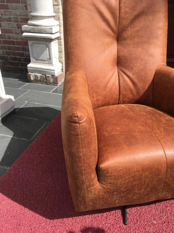 Fauteuil Rots draai Hufterproof Leder Cognac - Afbeelding 7