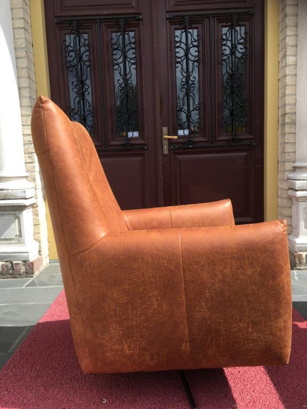 Fauteuil Rots draai Hufterproof Leder Cognac - Afbeelding 3