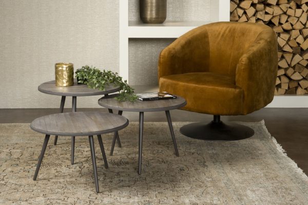 Salontafels Rond Turi Black set van 3 Towerliving