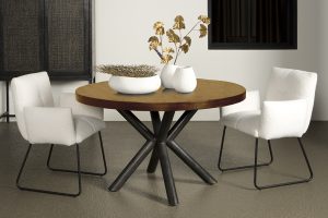 Eettafel Selva Rond mangohout naturel ronde spinpoot 130cm