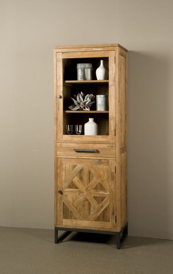 Vitrinekast liverpool Gerecycled Teakhout Staal 65cm
