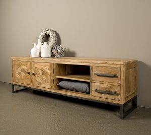 Tv meubel Liverpool Gerecycled Teakhout Staal 180cm