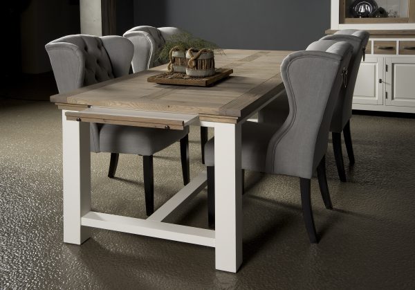 Eetkamertafel Maison Eikenhout Landelijk Wit 160cm