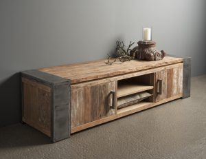 Tv meubel Novara metaal met gerecycled teakhout 180cm OUTLET