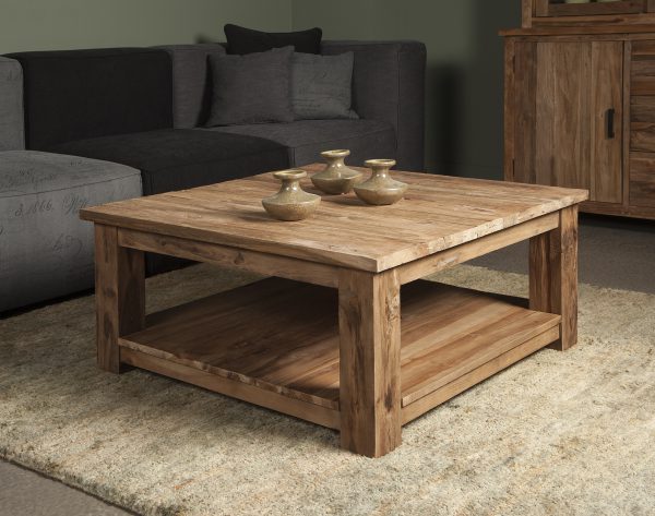 Salontafel Milaan Gerecycled Teakhout 100x100cm