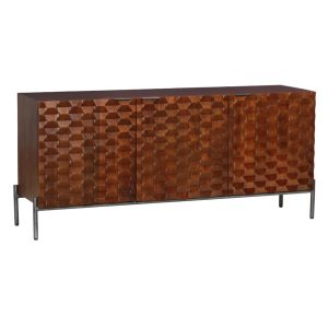 De unieke designs, met honingraat motief en metalen onderstel en handgrepen, geven deze kasten hun eigen identiteit en charme.