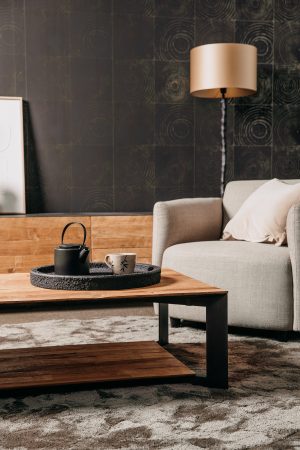 Salontafel Aberdeen Metaal Gerecycled Teakhout 135cm