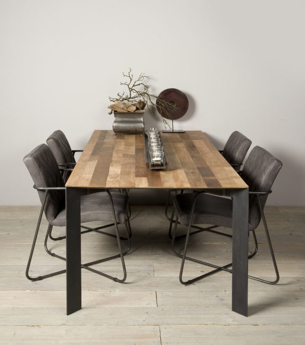 Eetkamertafel Aberdeen Metaal Gerecycled Teakhout 180cm